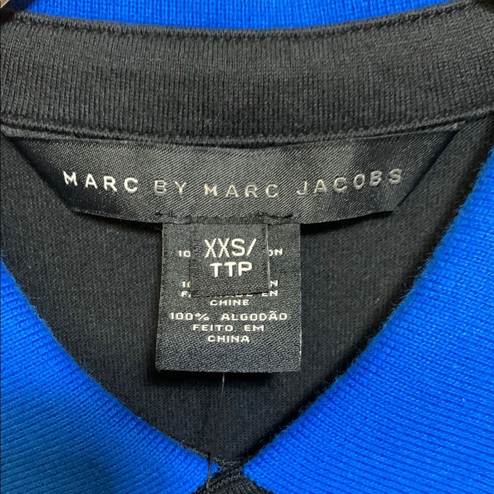 Marc By Marc Jacobs Blue and Black Polo Shirt with Color-Blocking - Picture 2 of 3